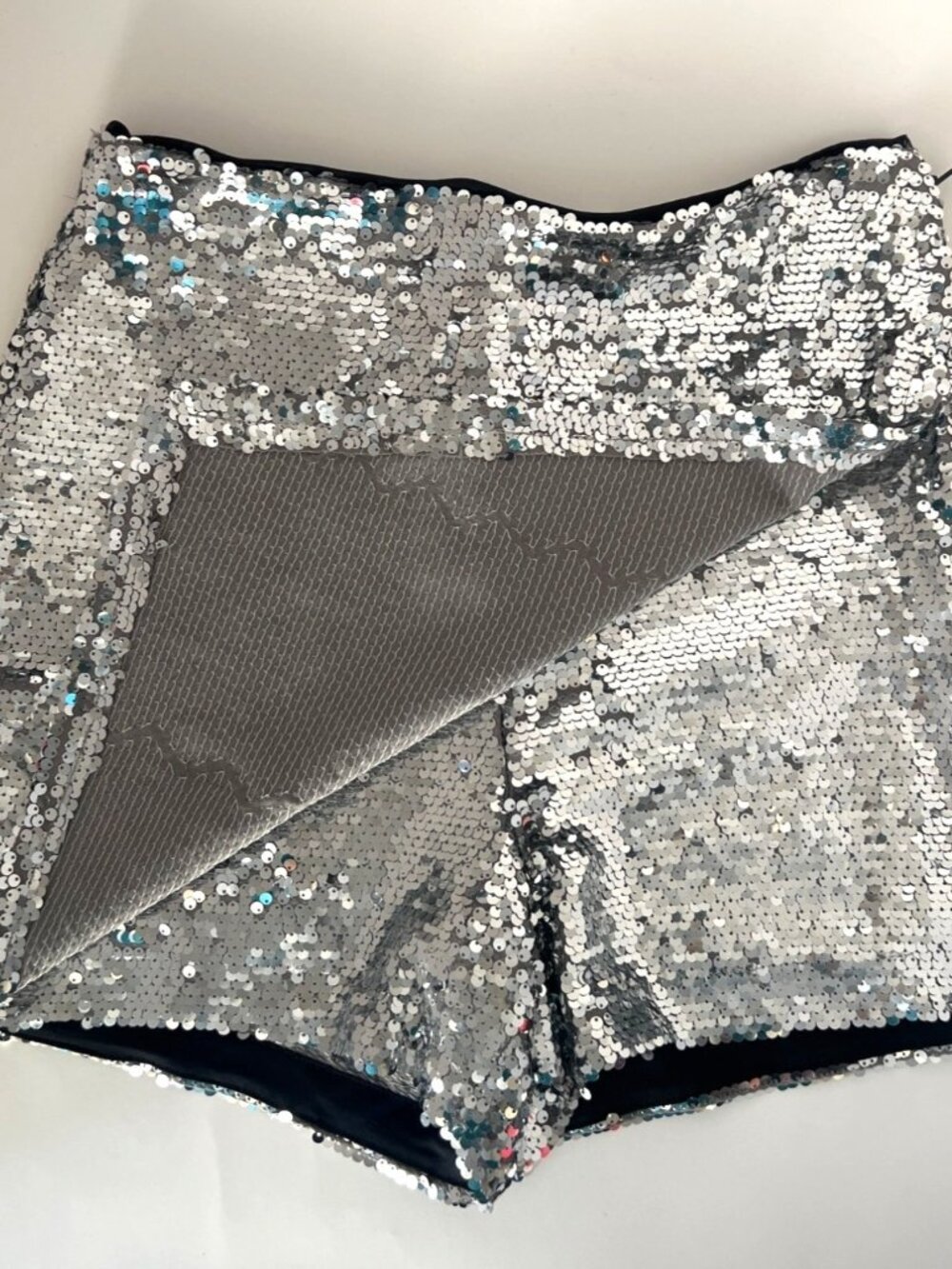 Silver Sequins Skorts Women Size Medium